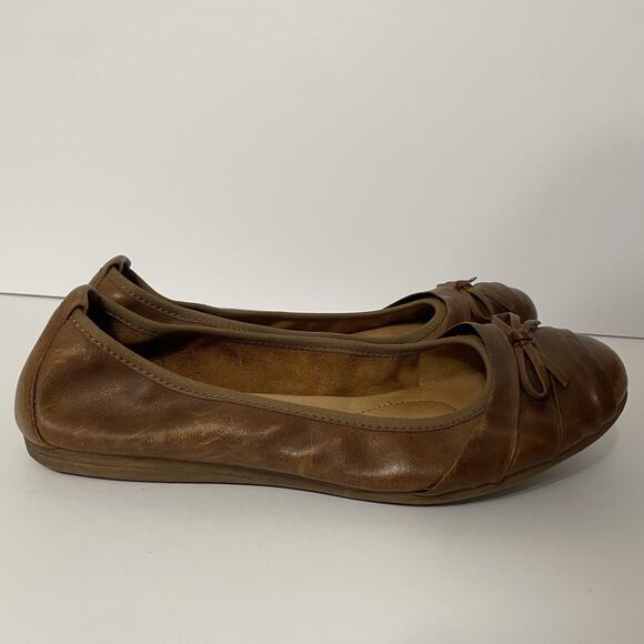 Born Ballet Flats Womens 8.5 39 Brown Leather Slip On Bow Casual Shoes - Picture 2 of 12
